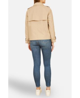 Women's Cropped Trench Jacket With Pockets