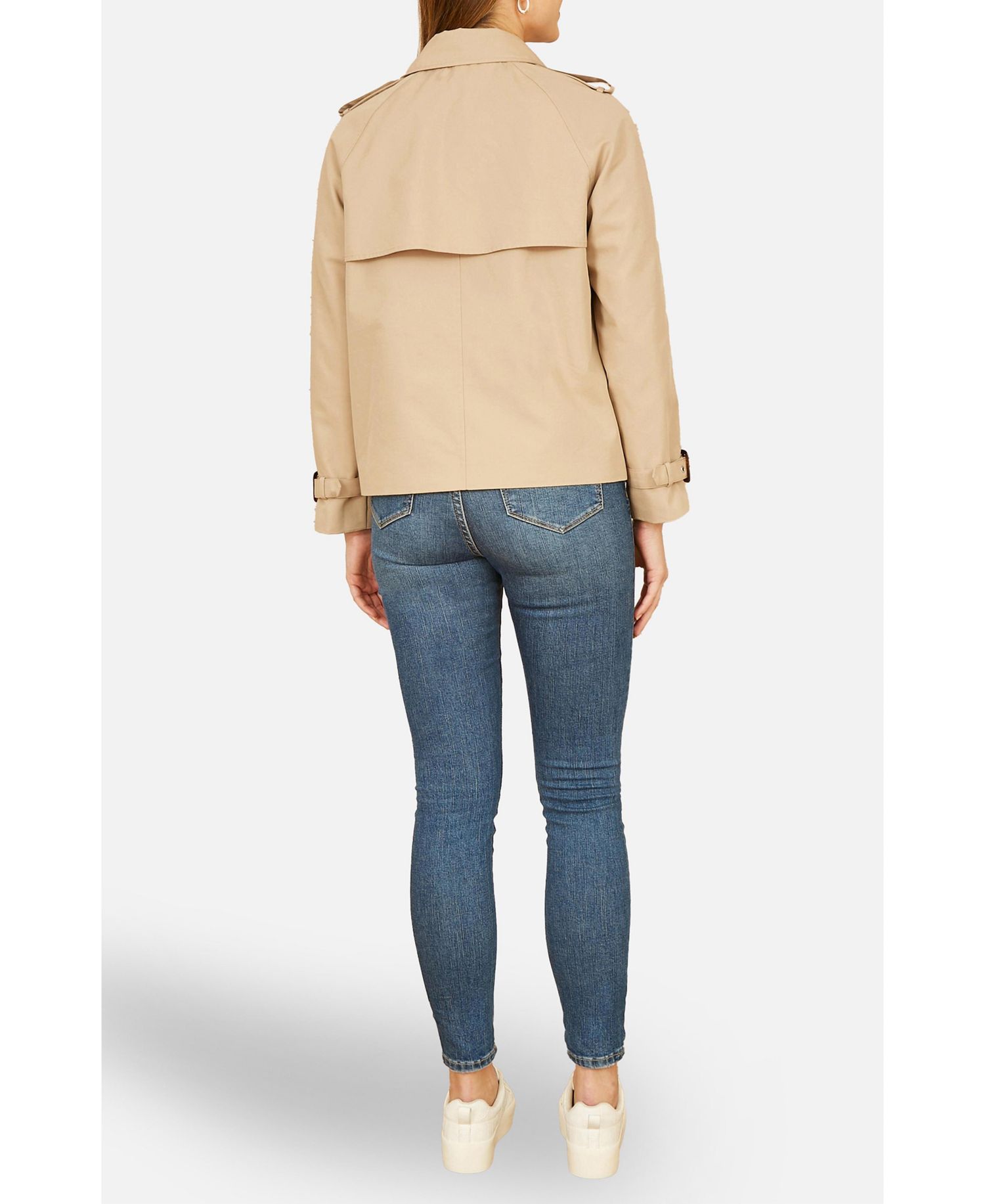 Women's Cropped Trench Jacket With Pockets