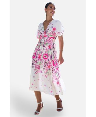 Women's Mirror Floral Print Kimono Midi Dress