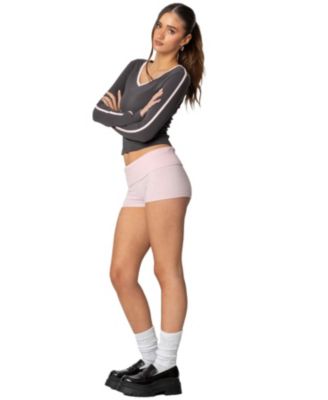 Women's Contrast V Neck Long Sleeve T Shirt