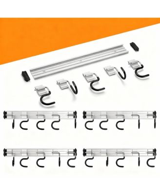 Aluminum Garden Tool Rack, Adjustable Hooks, Easy Install, Durable