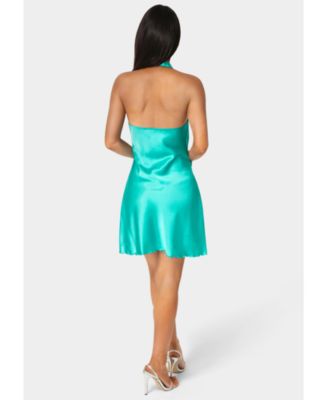 Women's Satin Sash Neck Mini Dress