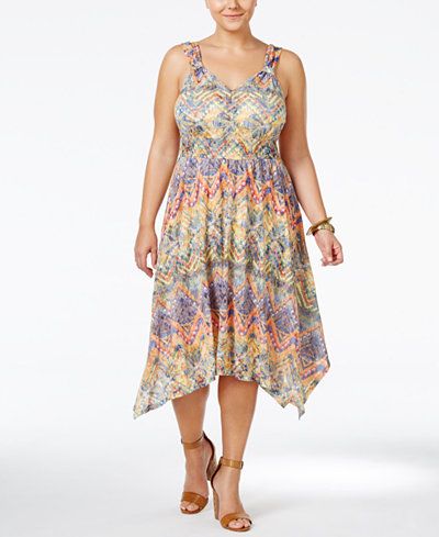 American Rag Plus Size Printed Midi Dress, Only at Macy's - Dresses ...