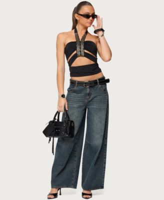 Women's Zola Cutout Beaded Halter Top