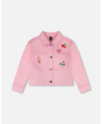 Girls Denim Jacket with Embroidered Patches