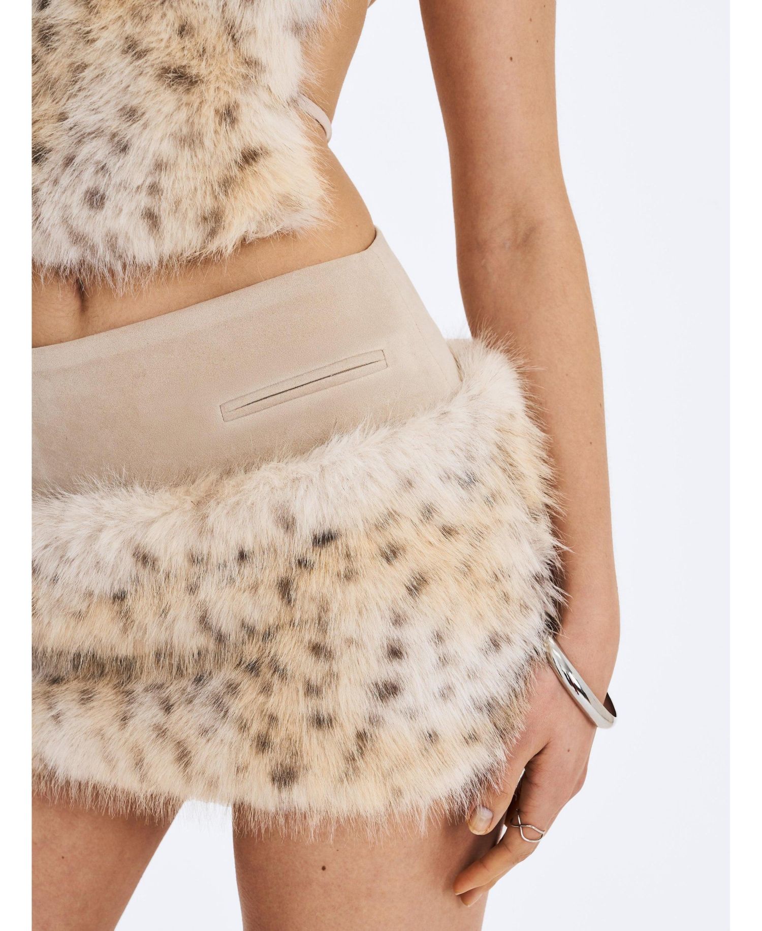 Women's Sariah Tan Suede Cheetah Low-Waisted Micro Skirt