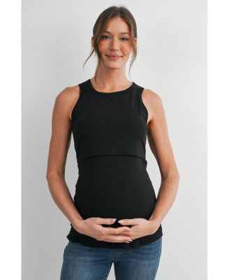 Women's Maternity Nursing Ribbed Tank Top with Lift-Up Panel