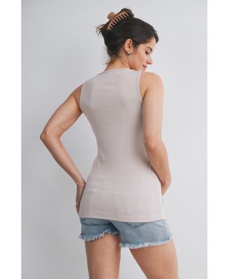 Women's Maternity Nursing Ribbed Tank Top with Lift-Up Panel