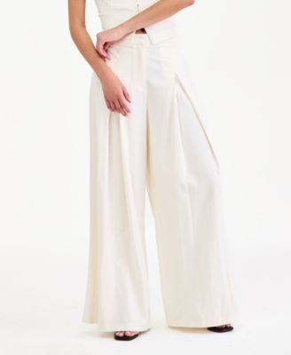 Women's High-Rise Linen-Blend Wide-Leg Pants, Macy's Exclusive