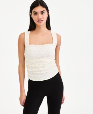 Bar III - Women's Lace Ruched-Side Top