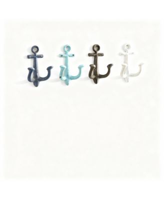 4 Piece Metal Anchor Wall Hooks for Coats Hats