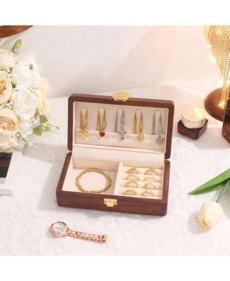 Solid Wood Travel Organizer Box: Compact, Brass Lock, Premium Material