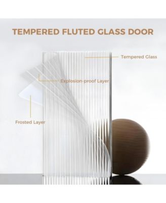 Modern Sideboard Cabinet with 3 Spacious Drawers & Fluted Glass Doors for Dining Room, Kitchen, or Living Room Storage