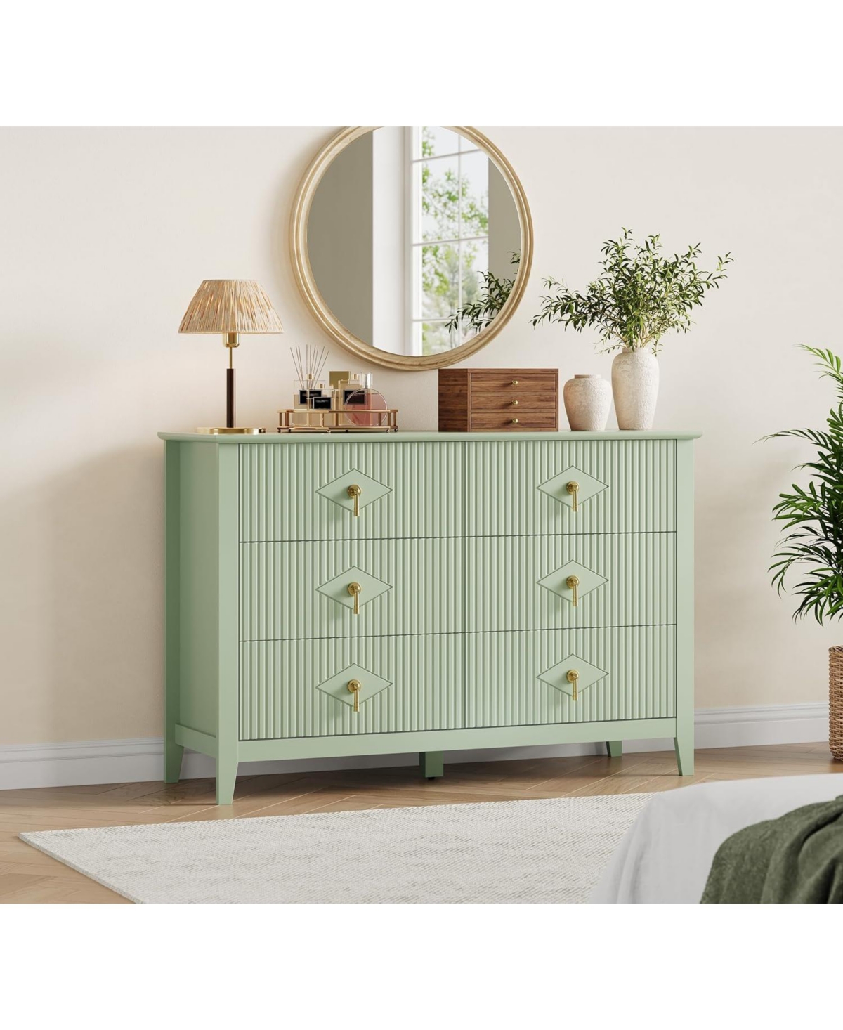 gaomon Dresser for Bedroom with 6 Drawers, 48 in Wide Modern Chest of Drawers with Metal Handle, Dresser Tv Stand, Wood Drawer Organizer for Bedroom
