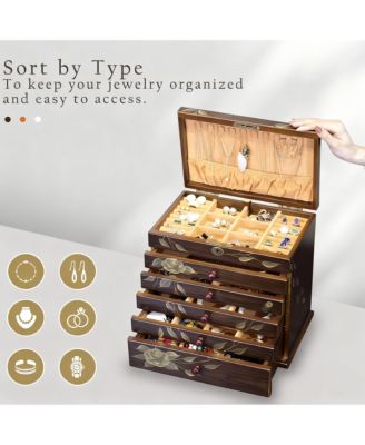 Handcrafted Floral Wooden Jewelry Box