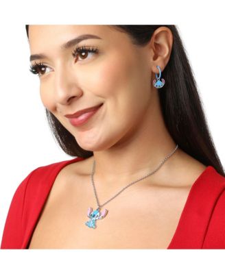 Stitch Charm Hoop Earring Set, 1 Hoop with 3 Interchangeable Charms, Silver Tone