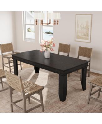 Farmhouse Dining Table for 6-8 People, 71" Long Wood Kitchen Table with Sturdy Frame & Rustic Wooden Finish, 6-8 Seats Large Rectangular Tables