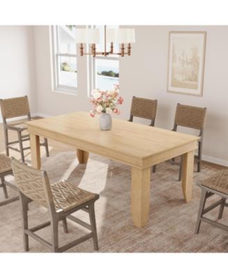 Farmhouse Dining Table for 6-8 People, 71" Long Wood Kitchen Table with Sturdy Frame & Rustic Wooden Finish, 6-8 Seats Large Rectangular Tables