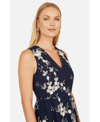 Women's Mesh Embroidered Maxi Dress