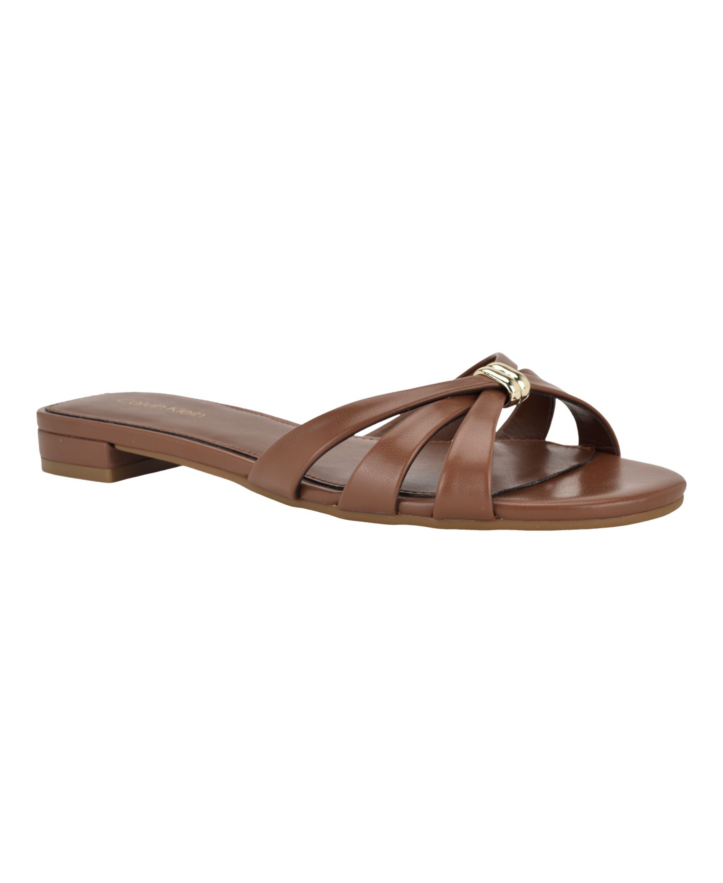 Женские сандалии Calvin Klein Petula Strappy Flat Slip-On, цвет: Коричневый — фото 1