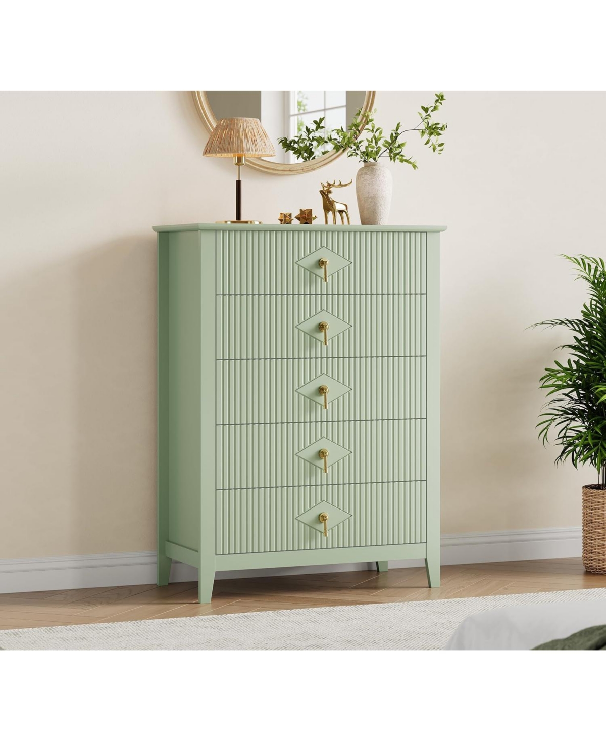 gaomon dresser for Bedroom with 5 Drawers, 32 in Wide Modern Chest of Drawers with Metal Handle, Dresser Tv Stand, Wood Drawer Organizer for Bedroom -