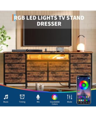 63 Inch TV Stand Dresser with 10 Drawers, Long Entertainment Center for TVs Up to 75 Inch