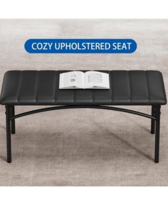 4Pcs Dining Set for 4 with Table, 2 Chairs & Upholstered Bench, Rectangular Wood Kitchen Table for Small Spaces