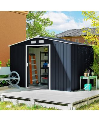 9' x 6' Storage Shed Garden Tool House w/ Vents Doors Dark