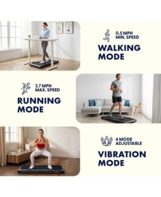 2-in-1 Walking Pad Treadmill with Vibration Plate, Under Desk Treadmill with Remote, LED Display, Quiet 1.0HP Motor