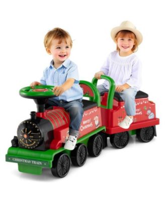 Kids Ride On Train 6V 2 Seater Carriage LED Lights