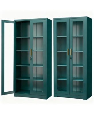 Tempered Glass Cabinet, Thickened Metal, Storage & Display, Safety Lock, Easy Assembly