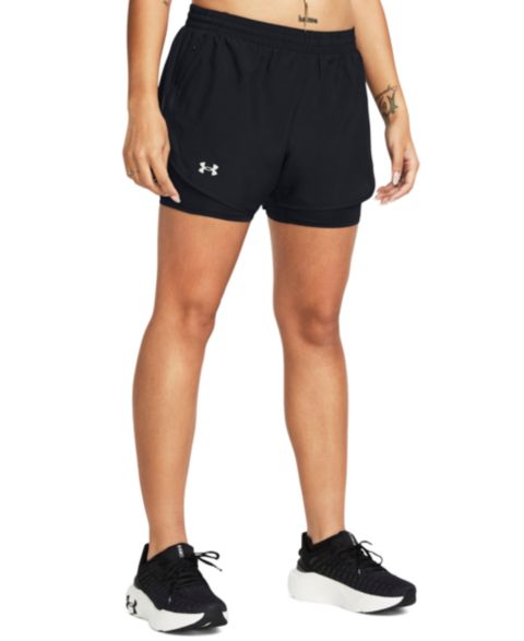 Женские шорты Under Armour Fly By 2-in-1 Shorts, цвет: Чёрный