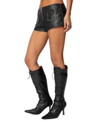 Women's Studded Faux Leather Micro Shorts