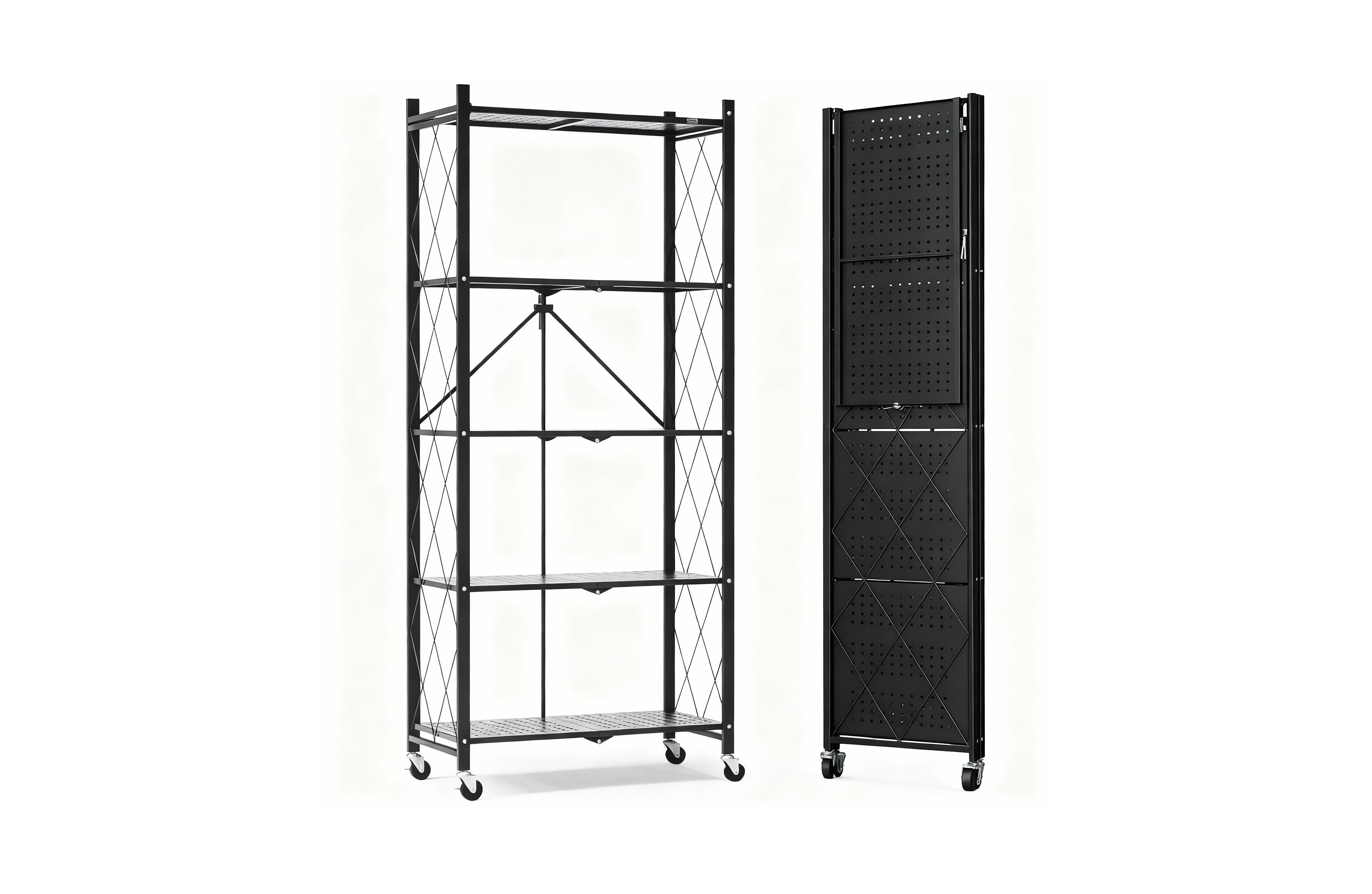 Yigii 5-Tier Folding Metal Shelf, No Tools, 2 Modes, Heavy Duty