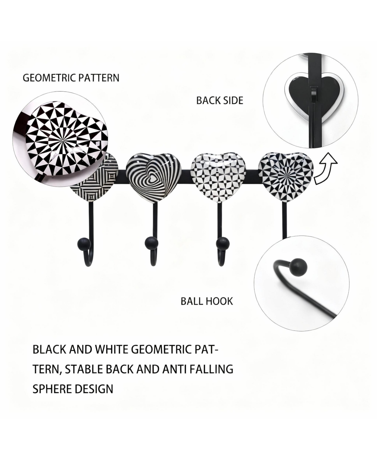 Yigii Wall Mounted Metal Coat Rack with 4 Hooks for Entryway, Bathroom, Kitchen