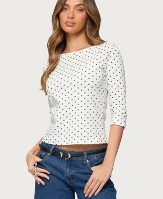 Women's Lela Polka Dot Quarter Sleeve Top