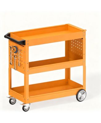 3 Tier Rolling Tool Cart with Drawer & Pegboard, 550 lbs Capacity, Easy Assembly