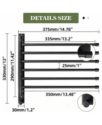 Stainless Steel 6-Arm Swing Towel Rack, Space-Saving, Rotatable, for Bathrooms