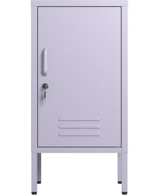Metal Locker Nightstand with Door & Shelf, Modern Steel Bedside Cabinet, Lockable Single Door, Easy Assembly