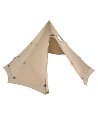 Hot Tent for 4-6 Persons, Waterproof Canvas Tipi Tent with Stove Jack, Lightweight 4-Season Shelter, L Size