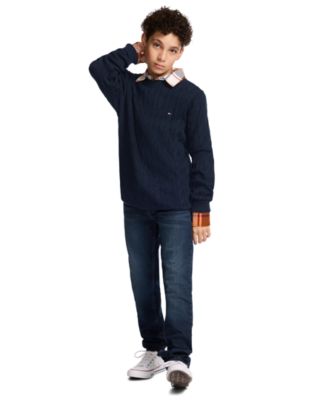 Boys' 8-20 Cable Crewneck Sweater