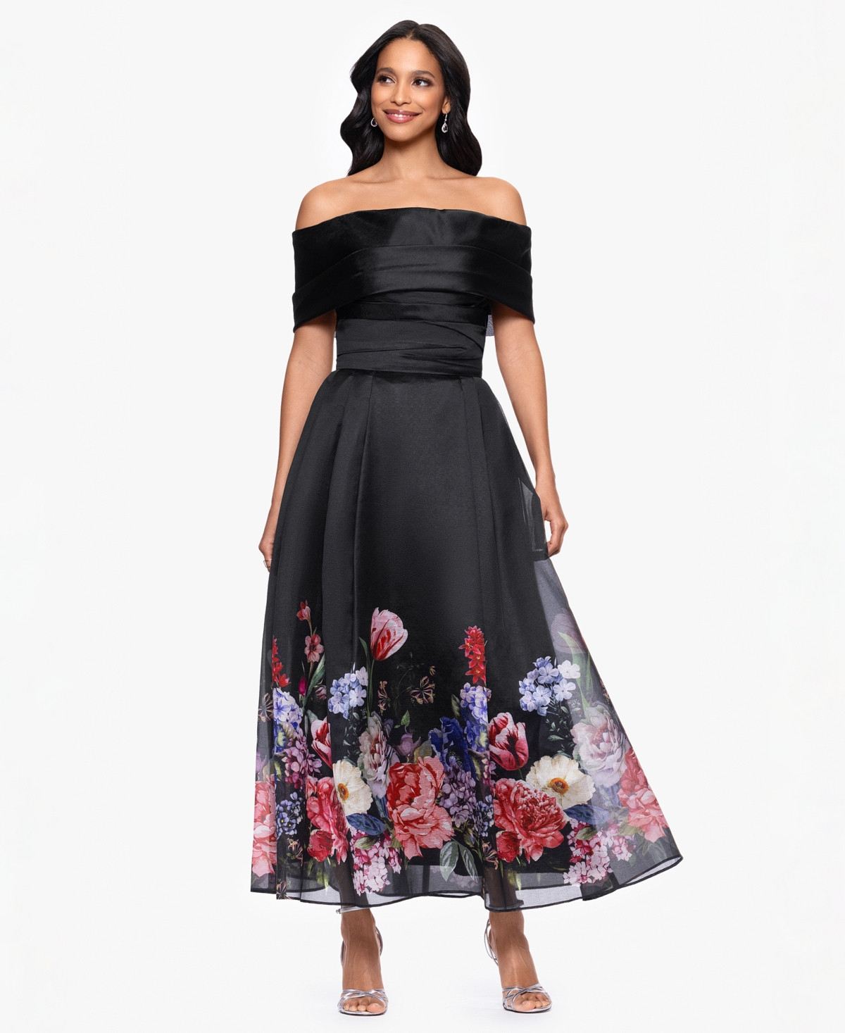Betsy & Adam Women's Off-The-Shoulder Floral Print Dress