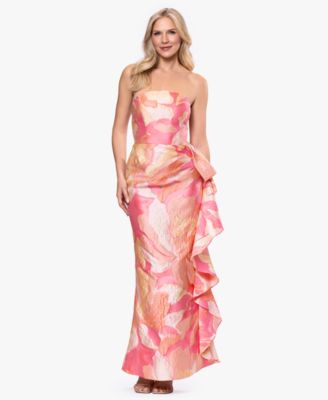 Women's Strapless Side Ruffle Ball Gown