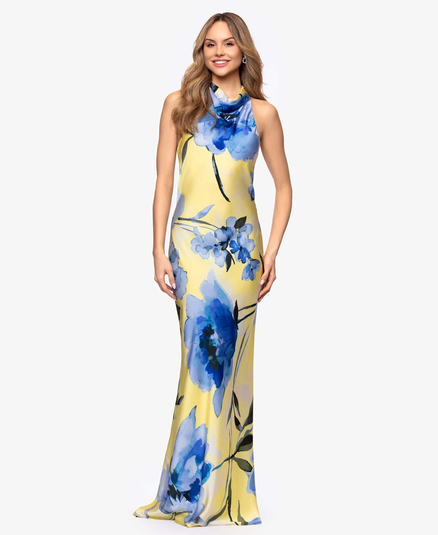 Women's Cowl Neck Printed Gown
