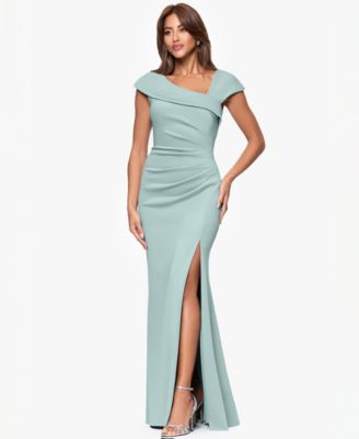 Petite Asymmetric Front Slit Evening Gown
