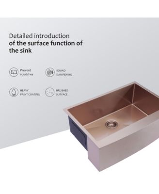 huluwat Rose Gold Farmhouse Kitchen Sink Stainless Steel Apron Front 16 Gauge