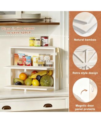 Double-Tier Rustic Bread Box for Kitchen, Corner Fit, Large Capacity