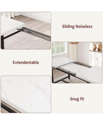 Extendable Dining Table Set for 4-6 Rectangle Large Extendable Kitchen Table with 2 Upholstered Benches