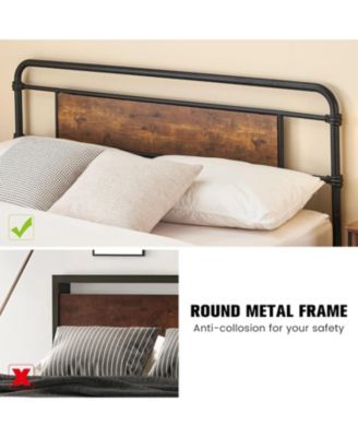  Bed Frame - 13 Inch Metal Platform Bed Frame with Wood Headboard, No Box Spring Needed, Heavy Duty Feet, Easy Assembly