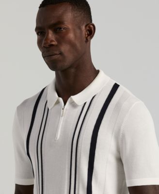 Men's Stripe Zip Polo Shirt